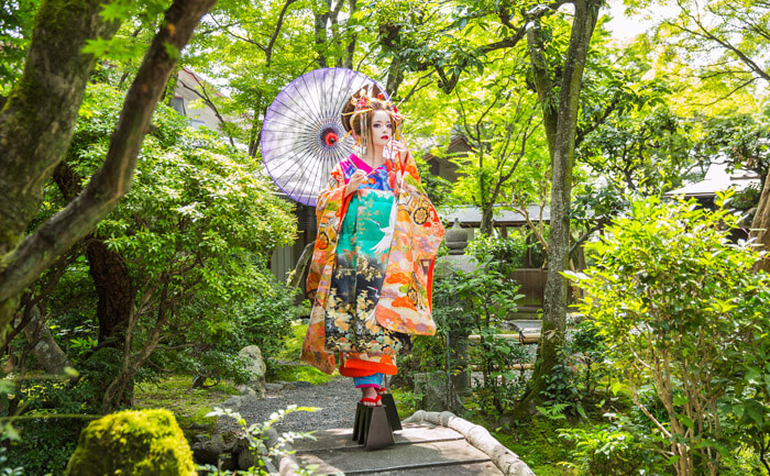 花魁体験日本庭園撮影